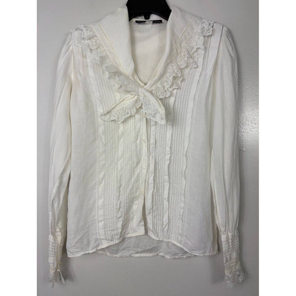 Ralph Lauren Kerchief collared linen blouse USA Union made 1980s Vintage